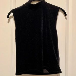 Mistyrose High Neck Black Velvet Sleeveless Top